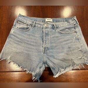 Agolde Women's Frayed Hem Jean Shorts - Light Blue